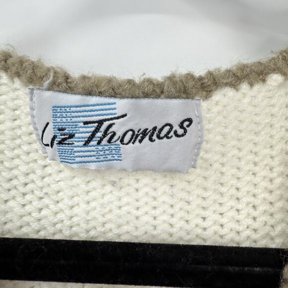 Vtg 80's Liz Thomas Funky Shoulder Padded Acrylic Sweater V Neck Large Pullover - Picture 8 of 9
